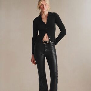 NWT OAK + FORT Black Ribbed Knit Top